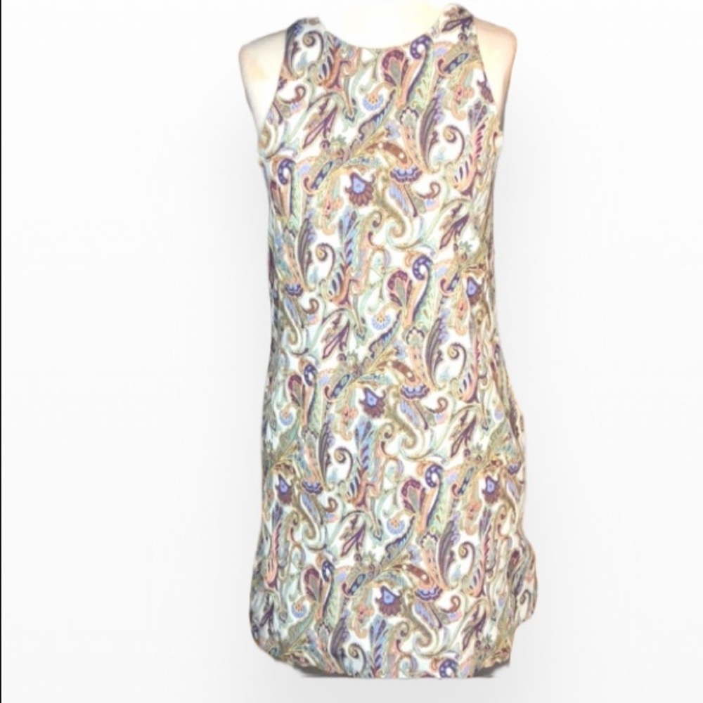 Zara Basic Sleeveless Multicolor Paisley Print Jacquard Shift Dress Size…